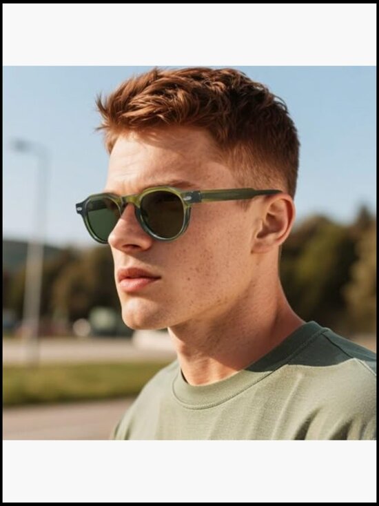 Retro Italian Acetate Polarized Round Sunglasses for Small Faces main image 4